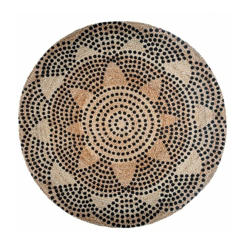 

Alfombra redonda de yute beige/negro Arpillería
