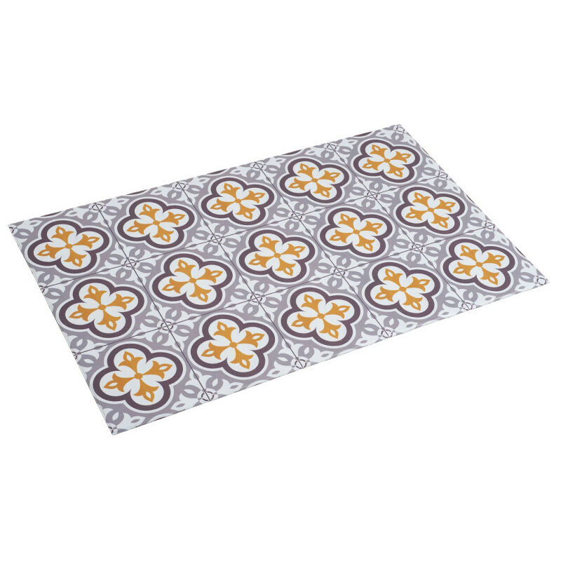 

Alfombra vinílica acolchada, alfombra estampada de PVC, lavable y antilesdizante Flor Gris, 45 x 75cm
