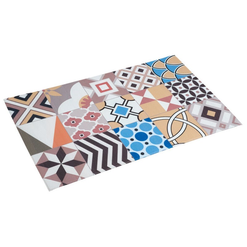 

Alfombra vinílica acolchada, alfombra estampada de PVC, lavable y antilesdizante Geom, 50 x 110cm
