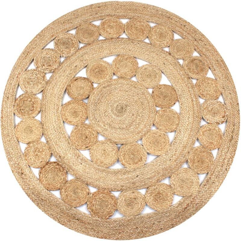 

Alfombra redonda yute trenzado con diseño 150 cm - Beige