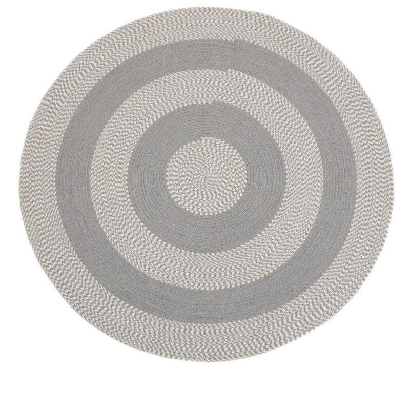 

Alfombra rústica redonda hecha a mano gris de algodón y polipropileno de 120x120 cm