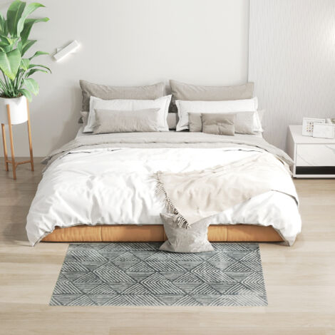 Alfombra Salón 170x120 cm Lavable en Lavadora Pelo Corto Estilo Moderno Tapete para Sala de Estar Dormitorio Gris Oscuro