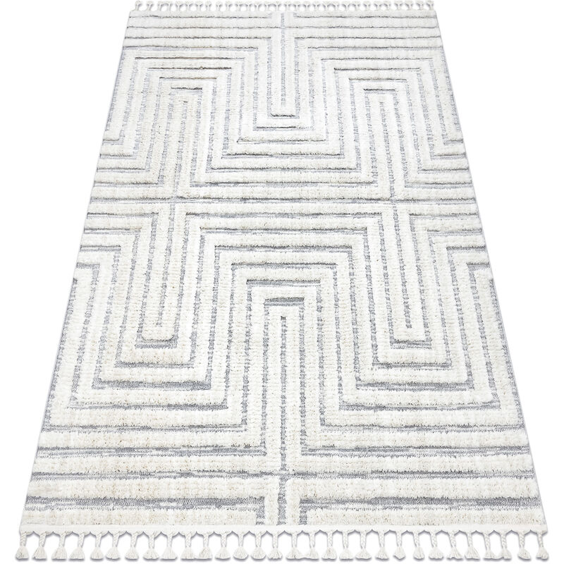 

Rugsx - Alfombra SEVILLA Z788A laberinto, griego blanco / gris Franjas Bereber Marroquí Shaggy Blanco 120x170 cm