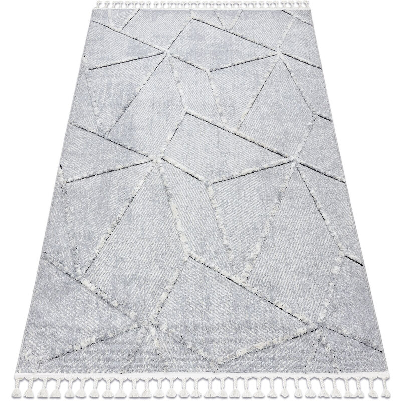 

Rugsx - Alfombra SEVILLA Z791C mosaico gris / blanco Franjas Bereber Marroquí Shaggy Tonos de gris y plata 160x220 cm