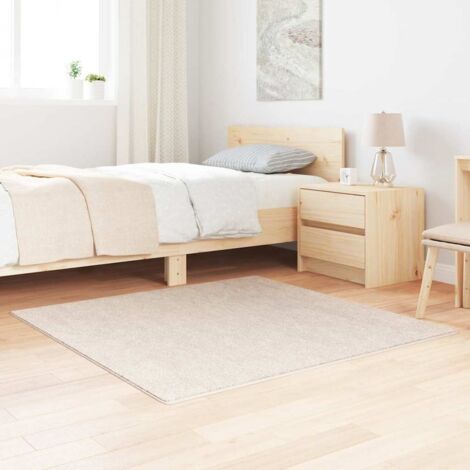 Alfombra Shaggy Antideslizante Crema 120 x 120 cm PP vidaXL