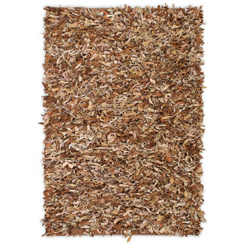 

Alfombra shaggy peluda de cuero autentico 120x170 cm canela