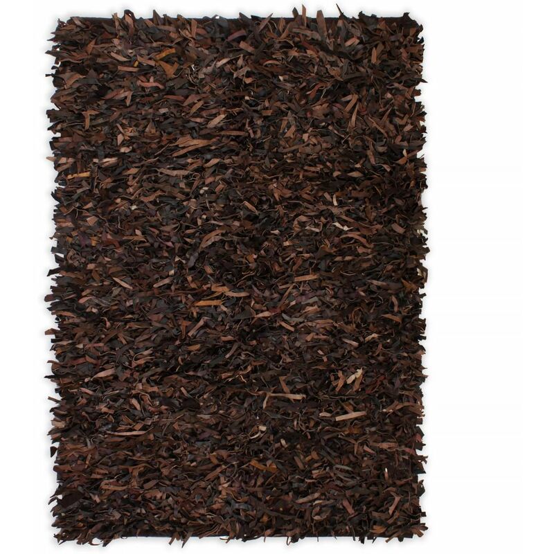 

Alfombra shaggy peluda de cuero autentico 120x170 cm marron