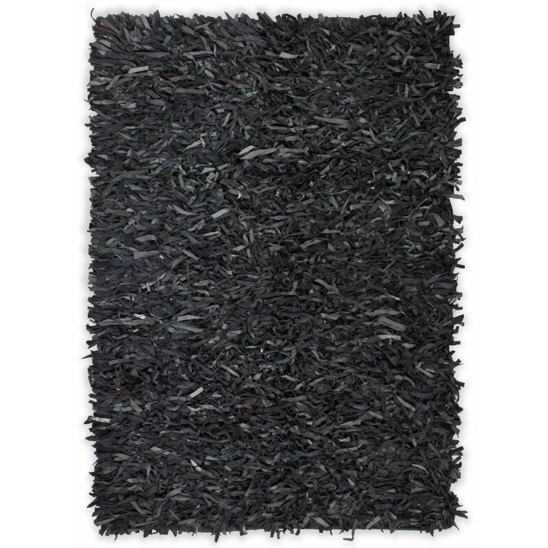 

Alfombra shaggy peluda de cuero auténtico 160x230 cm gris