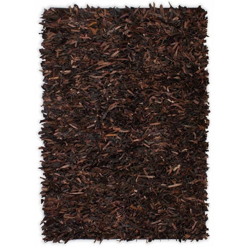 

Alfombra shaggy peluda de cuero autentico 160x230 cm marron