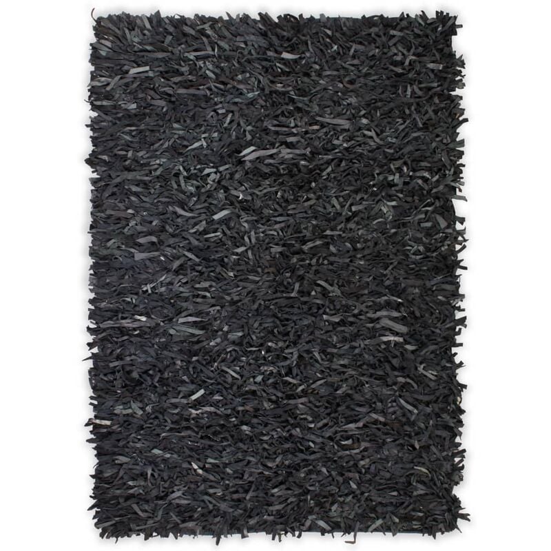 

Alfombra shaggy peluda de cuero auténtico 190x280 cm gris