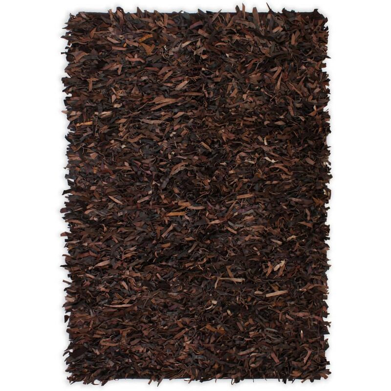 

Alfombra shaggy peluda de cuero auténtico 190x280 cm marrón