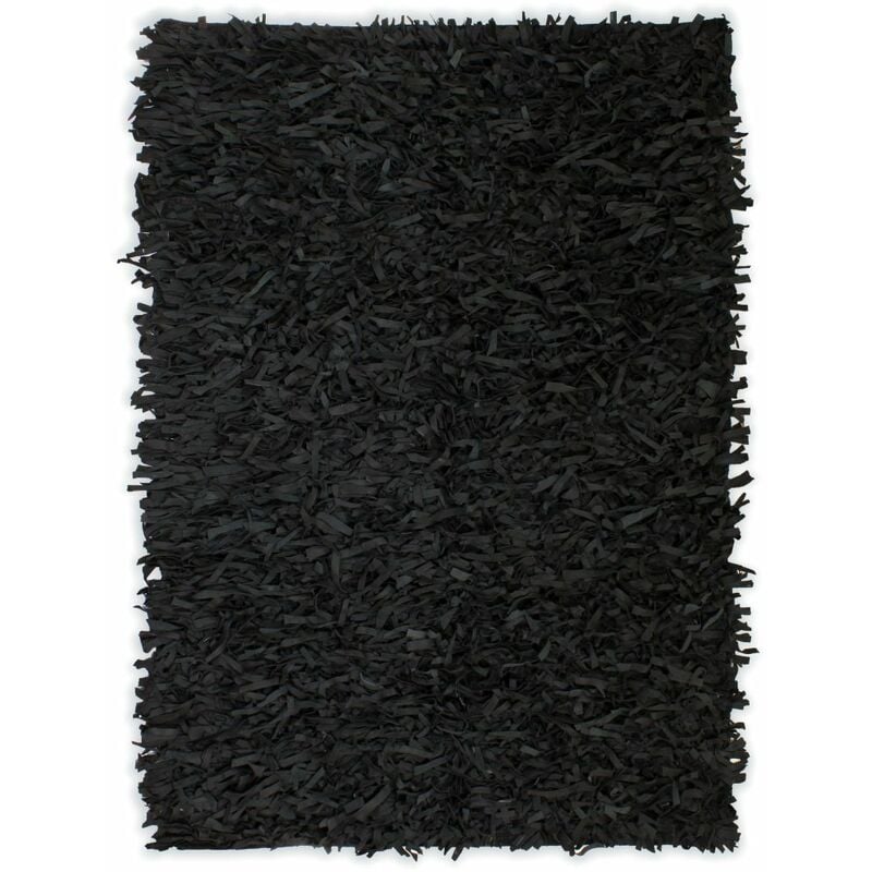 

Alfombra shaggy peluda de cuero autentico 190x280 cm negra
