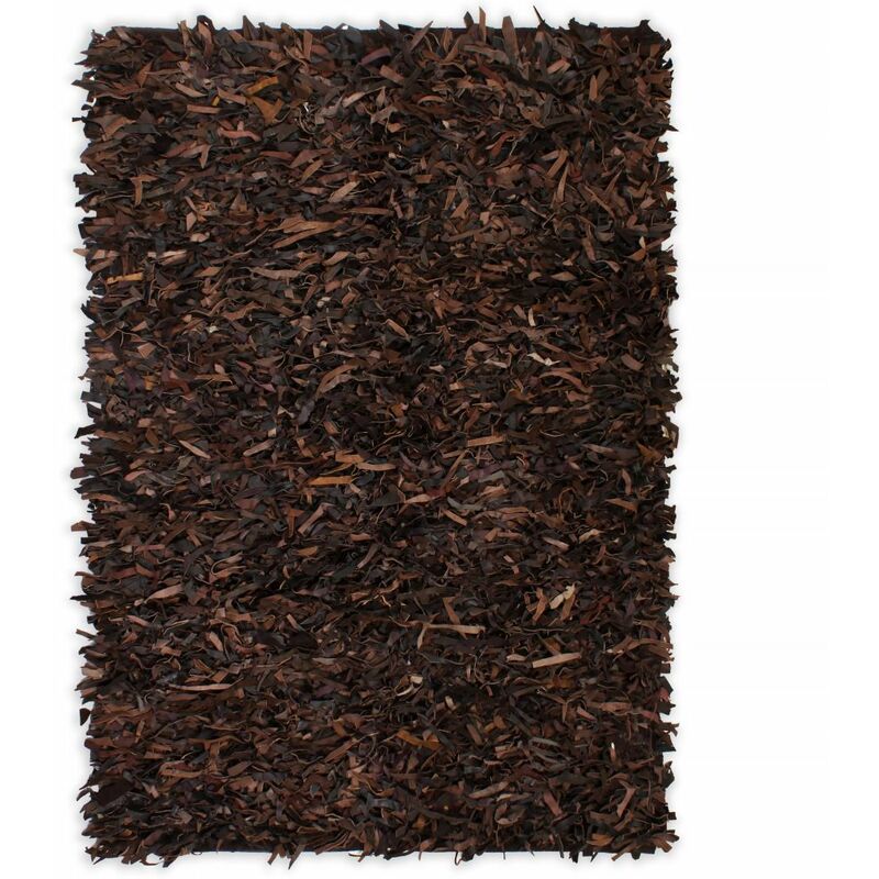 

Alfombra shaggy peluda de cuero auténtico 80x160 cm marrón