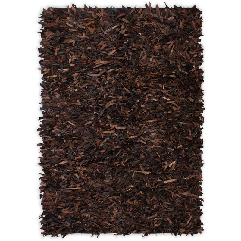 

vidaXL Alfombra Shaggy Peluda de Cuero Auténtico Marrón 80x160 cm - Marrón