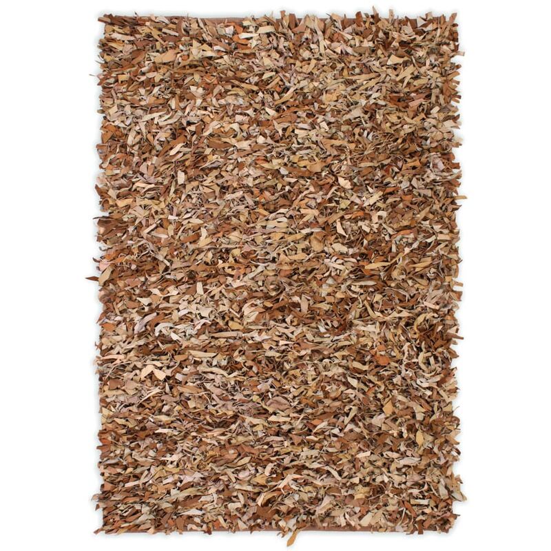 

Alfombra Shaggy Peluda de Cuero Auténtico Canela 80x160 cm - Beige - Vidaxl