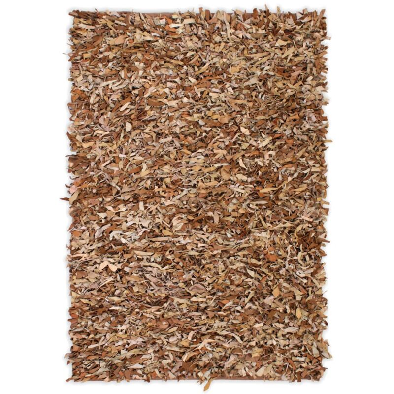 

vidaXL Alfombra Shaggy Peluda de Cuero Auténtico Canela 160x230 cm - Beige
