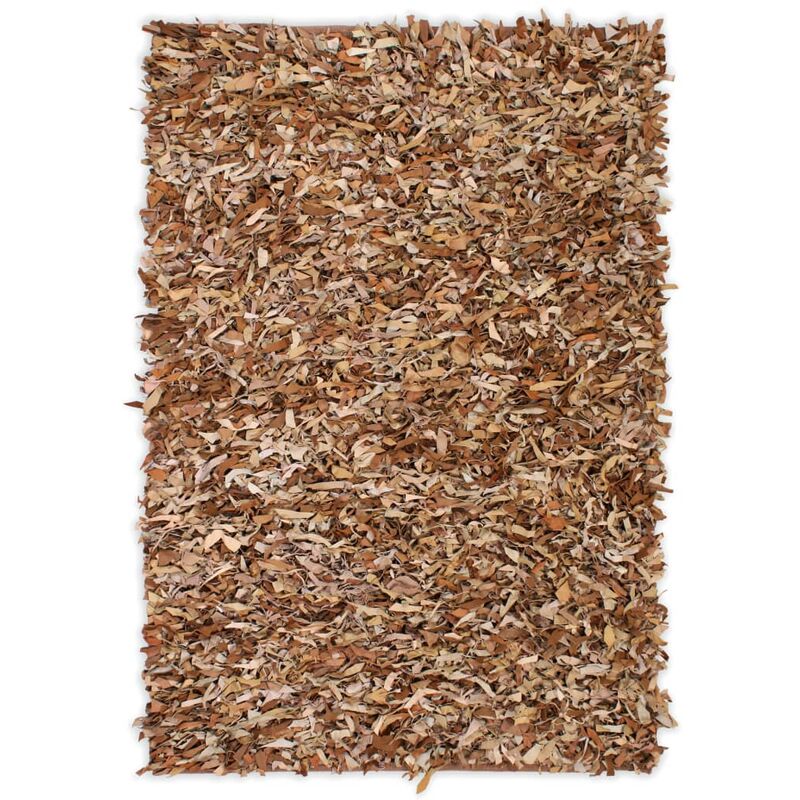 

vidaXL Alfombra Shaggy Peluda de Cuero Auténtico Canela 190x280 cm - Beige