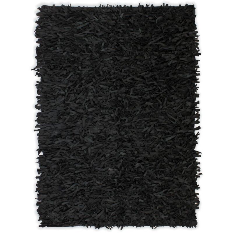 

Alfombra Shaggy Peluda de Cuero Auténtico Negro 120x170 cm - Negro - Vidaxl