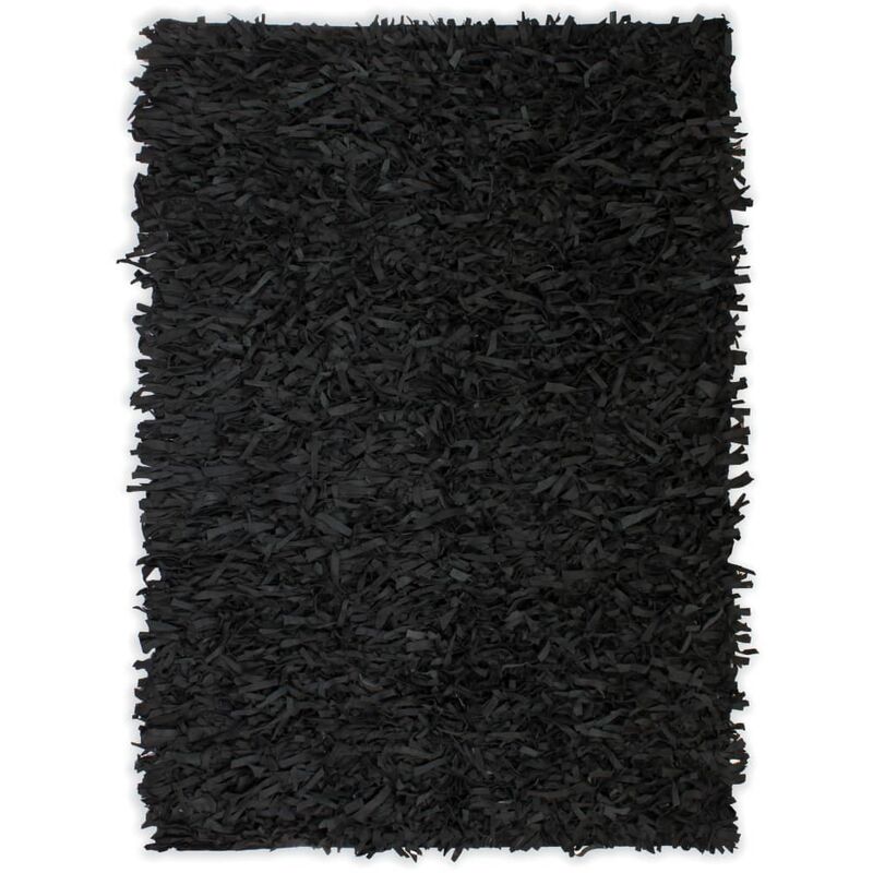 

vidaXL Alfombra Shaggy Peluda de Cuero Auténtico Negro 190x280 cm - Negro