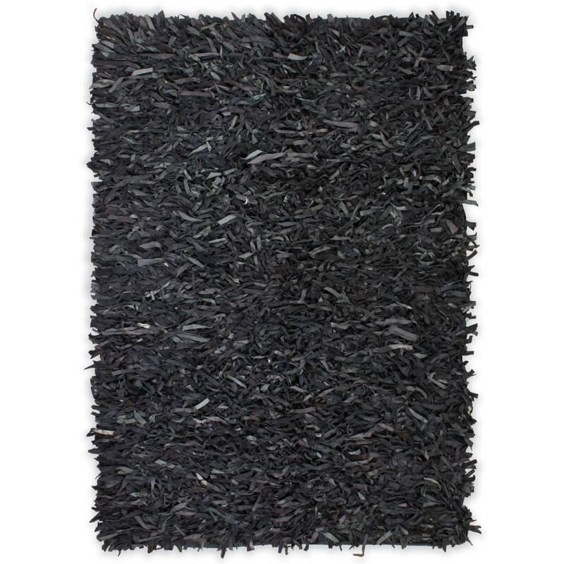 

vidaXL Alfombra Shaggy Peluda de Cuero Auténtico Gris 190x280 cm - Gris