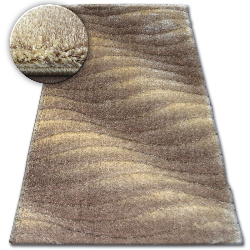 Rugsx - Alfombra shaggy space 3D B222 marrón claro brown 120x170 cm