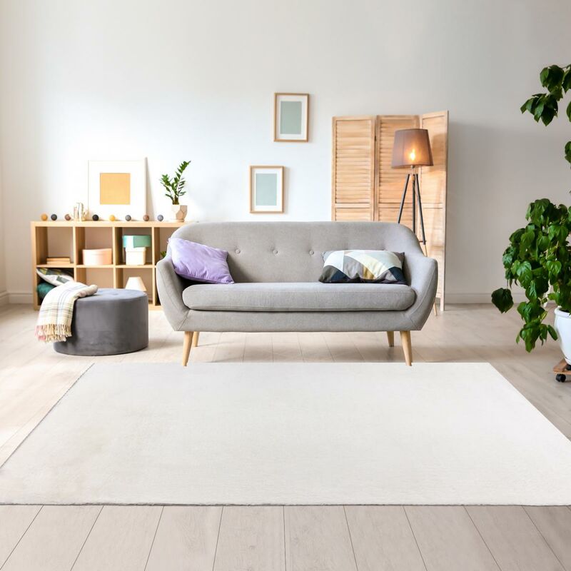 

SuperSoft Ll alfombra moderna en poliéster gris - Blanc