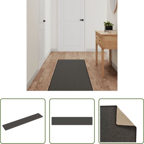 Alfombra sisal -  Alfombra de pasillo con aspecto sisal gris antracita 50x250 cm