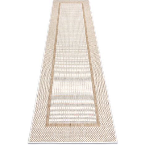 RUGSX Alfombra sisal SION alfombra de pasillo, Marco 21782 Tejido plano ecru / beige beige 60x300 cm