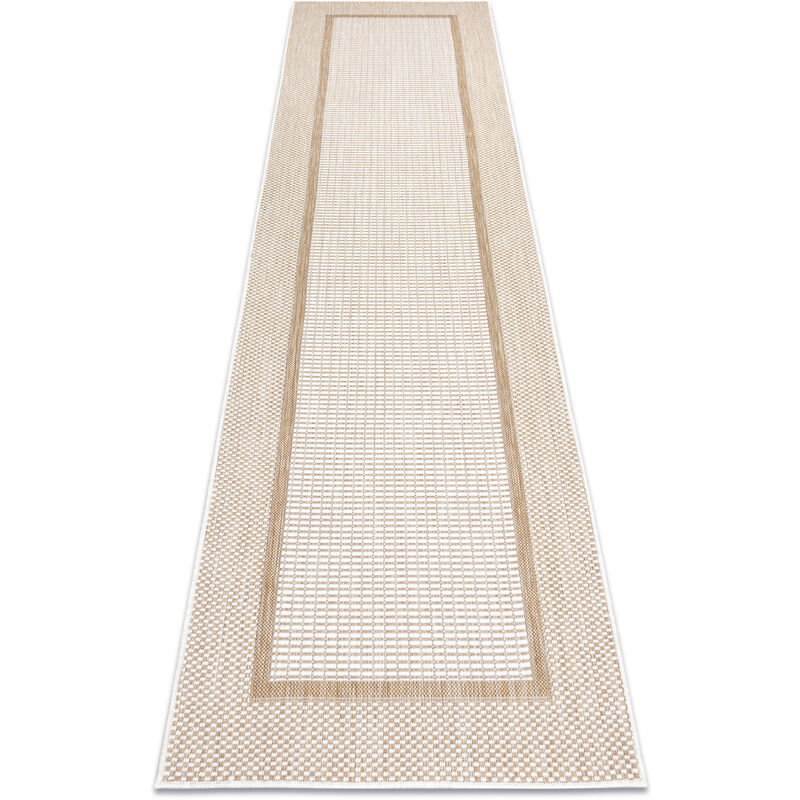 

Rugsx - Alfombra sisal SION alfombra de pasillo, Marco 21782 Tejido plano ecru / beige Tonos de beige 60x300 cm