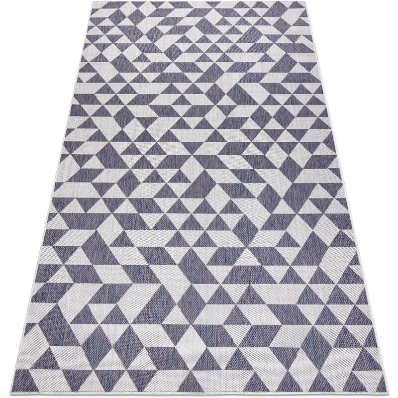 

Alfombra sisal SION Geométrico, triangulos 22373 Tejido plano ecru / azul / rosado Multicolor 80x150 cm