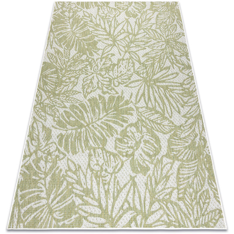 

Rugsx - Alfombra sisal SION Hojas tropical 22128 Tejido plano ecru / verde Tonos de verde 140x190 cm