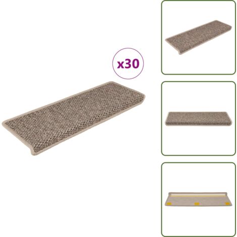 Alfombra sisal - vidaXL Alfombra autoadhesiva escalera sisal 30 uds beige oscuro - Alfombra anti resbalón