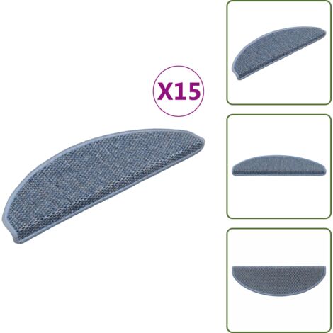 Alfombra sisal - vidaXL Alfombrilla autoadhesiva escalera sisal 15 uds azul 65x21x4 cm - Alfombra antideslizante