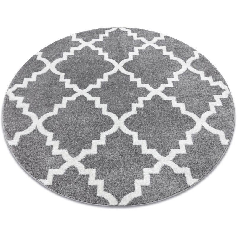 

Rugsx - Alfombra SKETCH círculo - F343 Enrejado Trébol marroquí gris/blanco Tonos de gris y plata circulo 100 cm