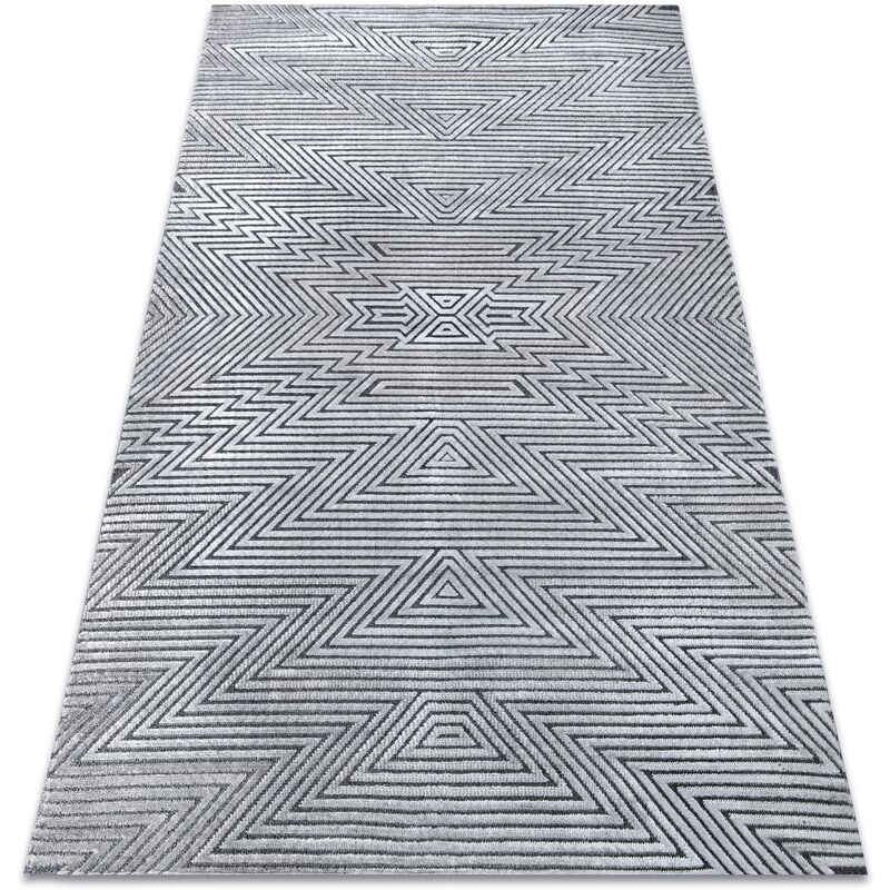 

Alfombra Structural SIERRA G5013 Tejido plano gris - Zigzag, étnica Tonos de gris y plata 140x190 cm