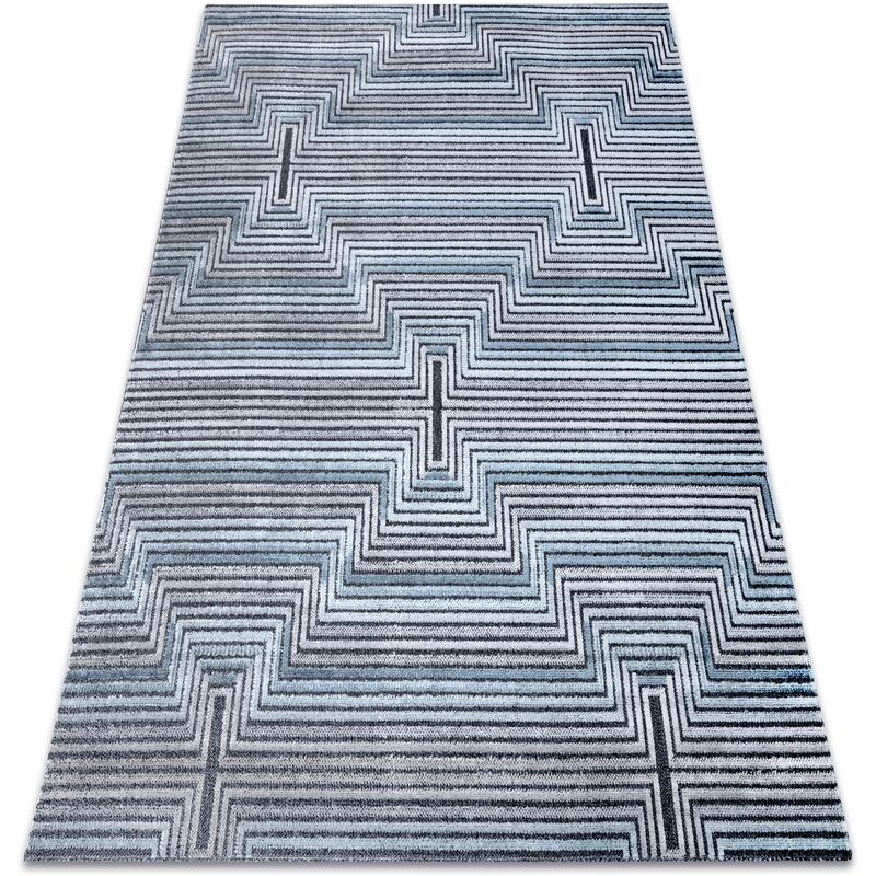 

Alfombra Structural SIERRA G5018 Tejido plano azul - tiras, diamantes Tonos de azul 80x150 cm