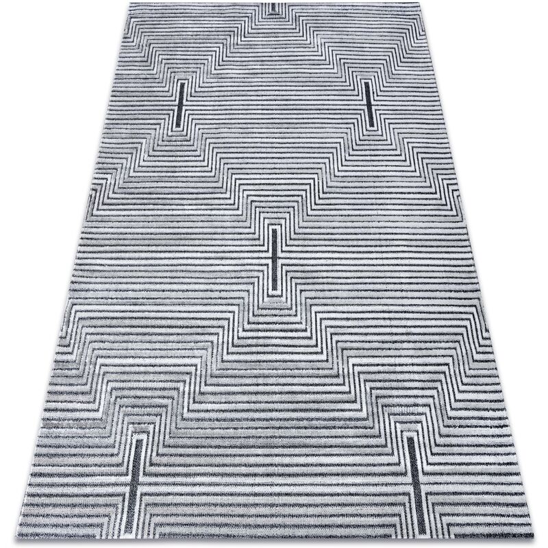 

Alfombra Structural SIERRA G5018 Tejido plano gris - tiras, diamantes Tonos de gris y plata 80x150 cm