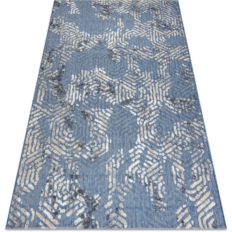 

Rugsx - Alfombra Structural SOLE D3841 - hexágonos Tejido plano azul / beige Tonos de azul 120x170 cm