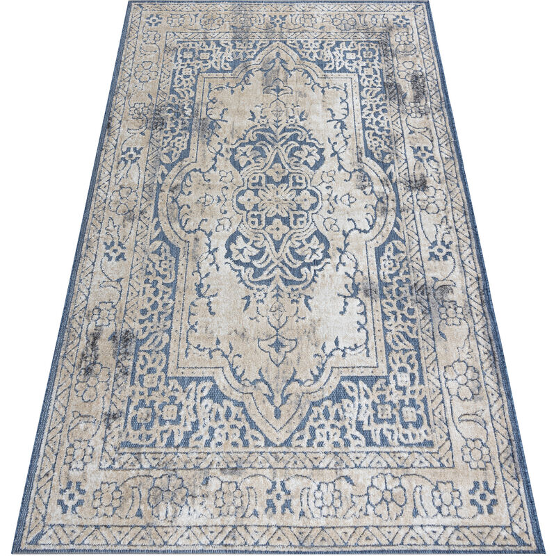 

Rugsx - Alfombra Structural SOLE D3871 - Ornamento, marco Tejido plano azul / beige Tonos de azul 200x290 cm