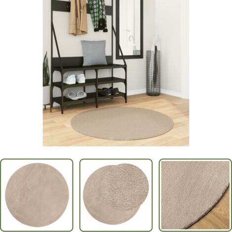 Alfombra suave -  Alfombra de pelo corto suave lavable HUARTE arena Ø 100 cm