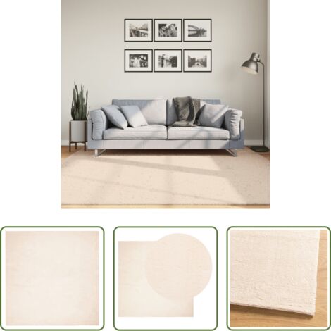 Alfombra suave -  Alfombra de pelo corto suave lavable HUARTE beige 200x200 cm
