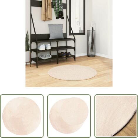 Alfombra suave -  Alfombra de pelo corto suave lavable HUARTE beige Ø 80 cm