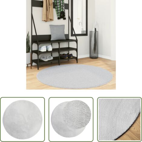 Alfombra suave -  Alfombra de pelo corto suave lavable HUARTE gris Ø 120 cm