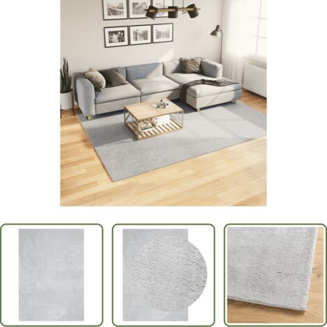Alfombra suave -  Alfombra de pelo corto suave lavable HUARTE gris 200x280 cm