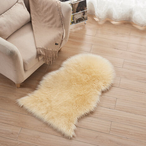 Alfombra suave y decorativa para sofá, 60 x 90 cm - amarillo claro