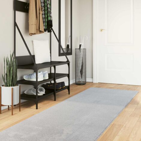 Alfombra suave y lavable de pelo medio HUARTE Gris 80 x 500 cm