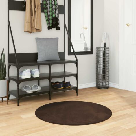 Alfombra suave y lavable de pelo medio HUARTE Marrón Ø 80 CM