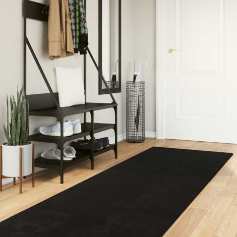 Alfombra suave y lavable de pelo medio HUARTE Negro 750 x 80 cm