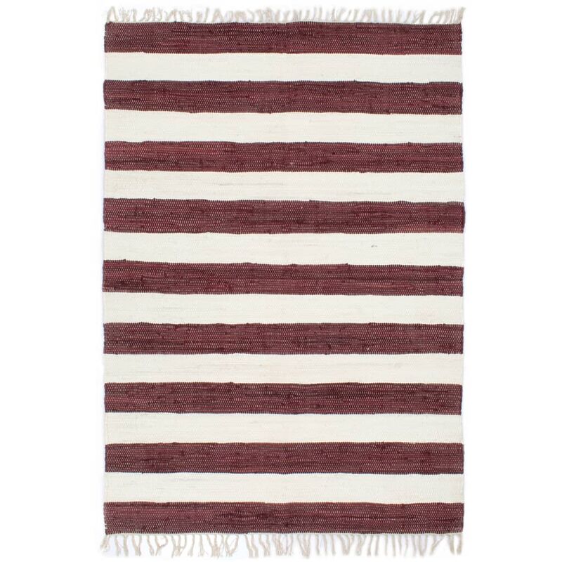 

Alfombra hecha a mano Chindi algodón 120x170cm borgoña y blanco - Blanco - Vidaxl