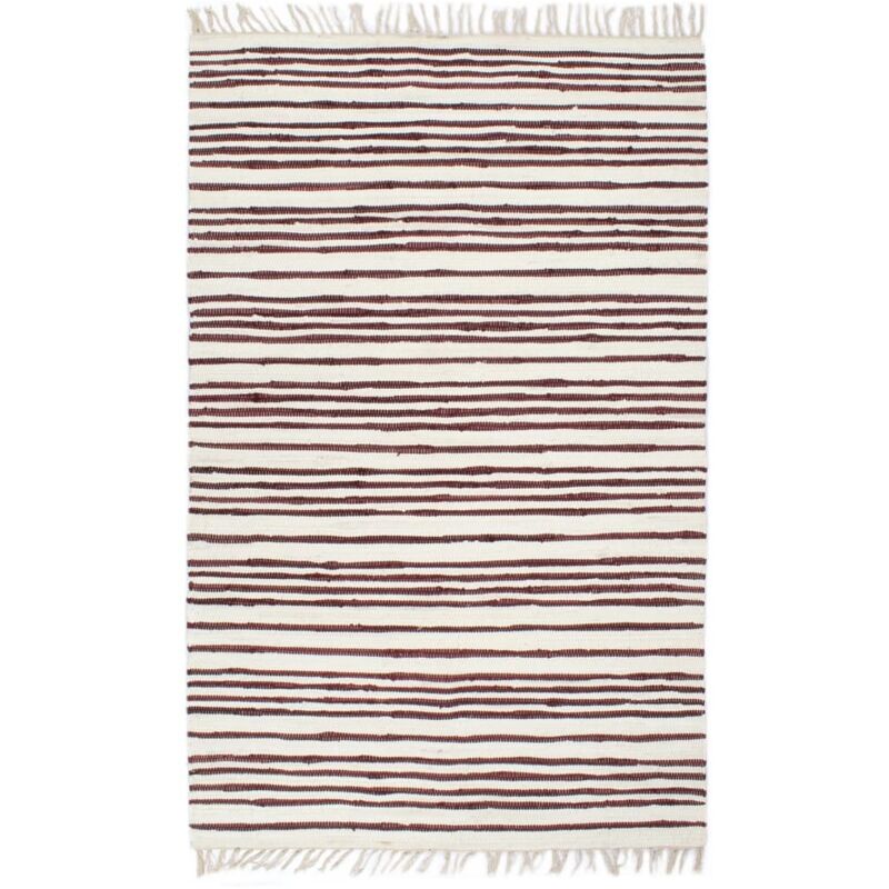 

Alfombra hecha a mano Chindi algodón 120x170cm borgoña y blanco - Blanco - Vidaxl